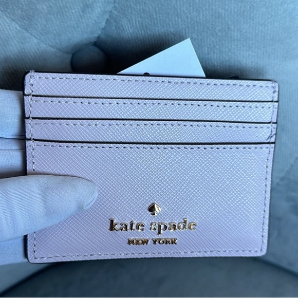NWT, Kate ♠️Spade card case, Pink with White Pearls - Picture 4 of 6